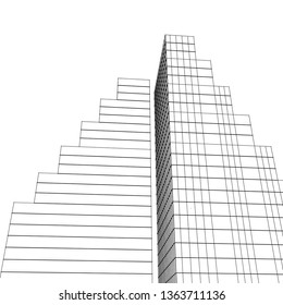 architecture abstract, 3d illustration