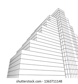 architecture abstract, 3d illustration