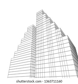 architecture abstract, 3d illustration