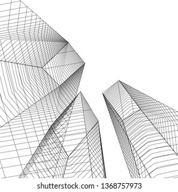 architecture abstract, 3d illustration