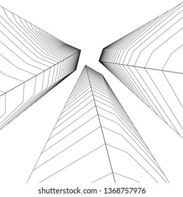 architecture abstract, 3d illustration