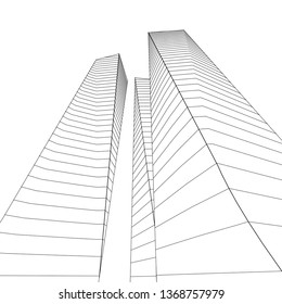 architecture abstract, 3d illustration
