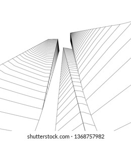 architecture abstract, 3d illustration