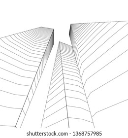 architecture abstract, 3d illustration