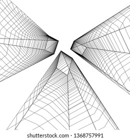 architecture abstract, 3d illustration
