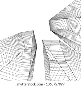 architecture abstract, 3d illustration