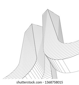 architecture abstract, 3d illustration