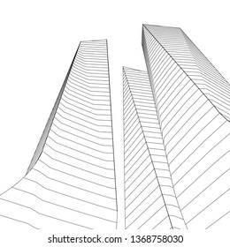 architecture abstract, 3d illustration