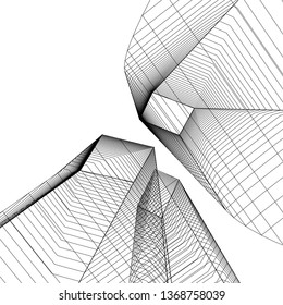 architecture abstract, 3d illustration