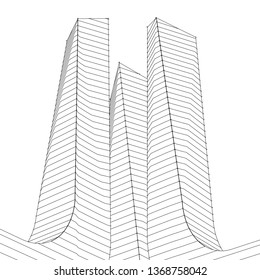 architecture abstract, 3d illustration