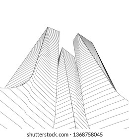 architecture abstract, 3d illustration
