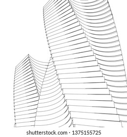 architecture abstract, 3d illustration