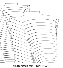 architecture abstract, 3d illustration