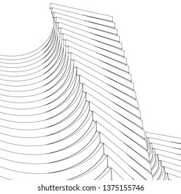 architecture abstract, 3d illustration
