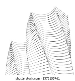 architecture abstract, 3d illustration