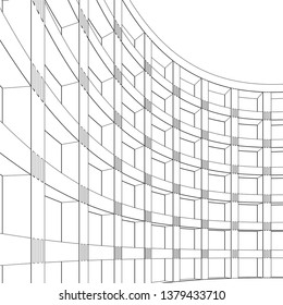 architecture abstract, 3d illustration