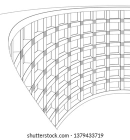 architecture abstract, 3d illustration