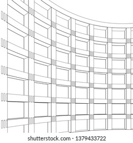 architecture abstract, 3d illustration