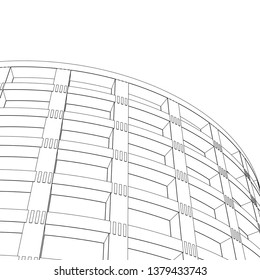 architecture abstract, 3d illustration