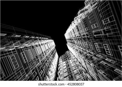 architecture abstract, 3d illustration, building structure vector