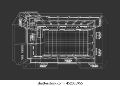 architecture abstract, 3d illustration, Top view building structure, floor plan vector
