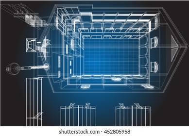 architecture abstract, 3d illustration, Top view building structure, floor plan vector