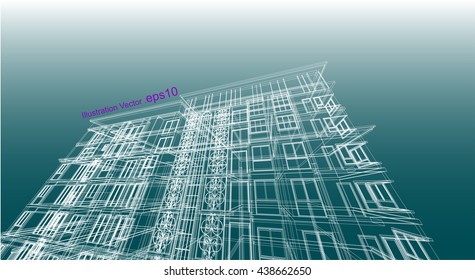architecture abstract, 3d illustration vector