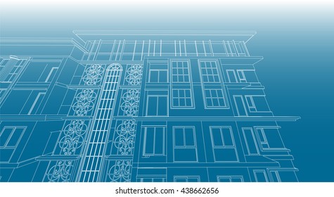 architecture abstract, 3d illustration vector