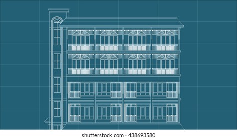 architecture abstract, 3d illustration, vector