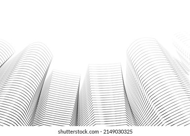 Architecture abstract background with copy space. Line art black and white. vector illustration