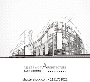 Architecture abstract black and white building design background. 