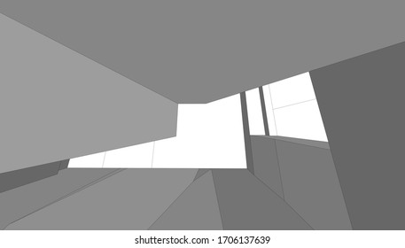 
Architecture abstract composition, 3d space rendering