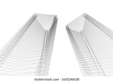 architecture abstract design 3d. Vector illustration 