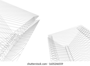 architecture abstract design 3d. Vector illustration 