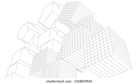 architecture abstract graphics 3d illustration