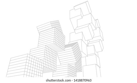 architecture abstract graphics 3d illustration