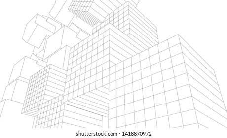 architecture abstract graphics 3d illustration
