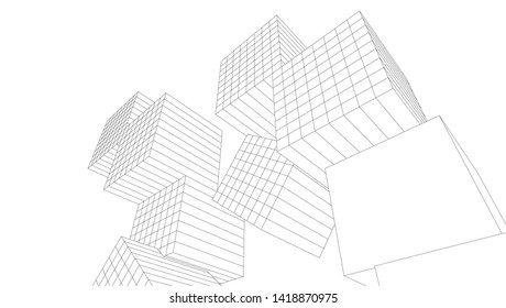 architecture abstract graphics 3d illustration
