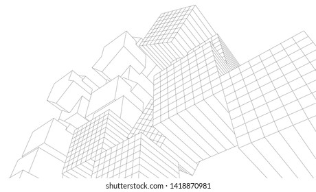 architecture abstract graphics 3d illustration