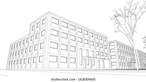 architecture abstract graphics 3d illustration