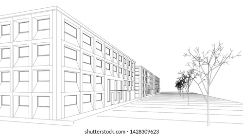 architecture abstract graphics 3d illustration