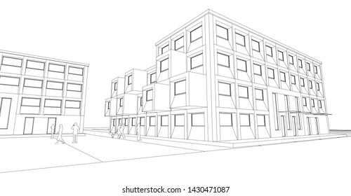 architecture abstract graphics 3d illustration