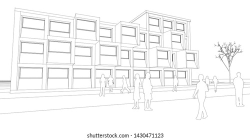 architecture abstract graphics 3d illustration