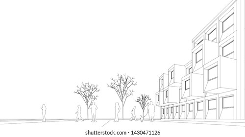 architecture abstract graphics 3d illustration