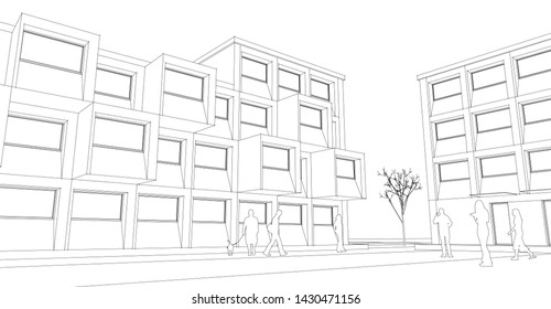 architecture abstract graphics 3d illustration