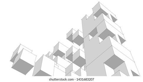 architecture abstract graphics 3d illustration