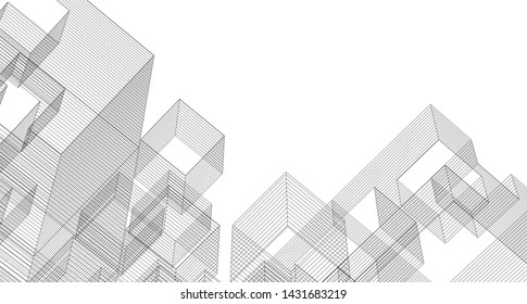 architecture abstract graphics 3d illustration