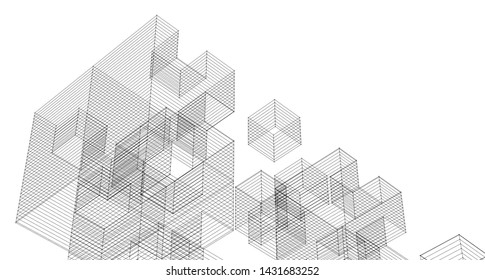 architecture abstract graphics 3d illustration