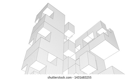 architecture abstract graphics 3d illustration