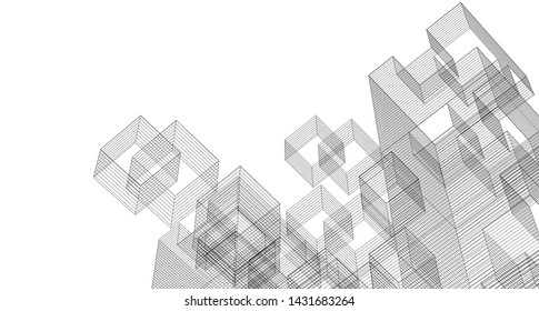 architecture abstract graphics 3d illustration